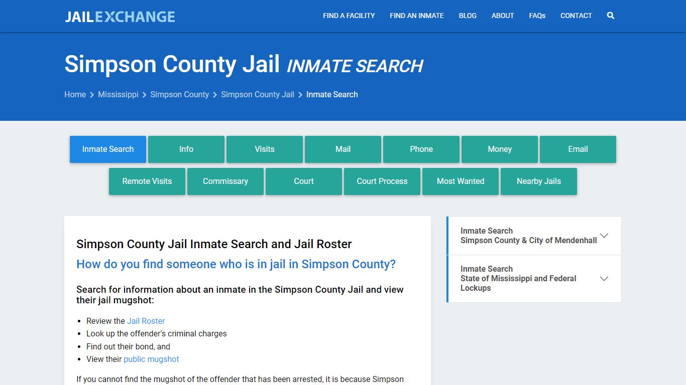 Inmate Search: Roster & Mugshots - Simpson County Jail, MS